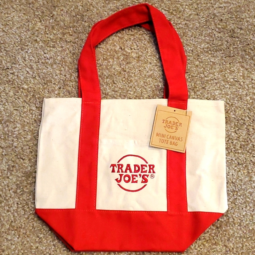 Trader Joe's Mini Canvas Tote Bag Red